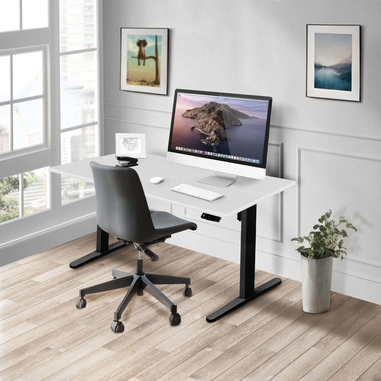 Electric Standing Desk with 55" Tabletop - Black Base