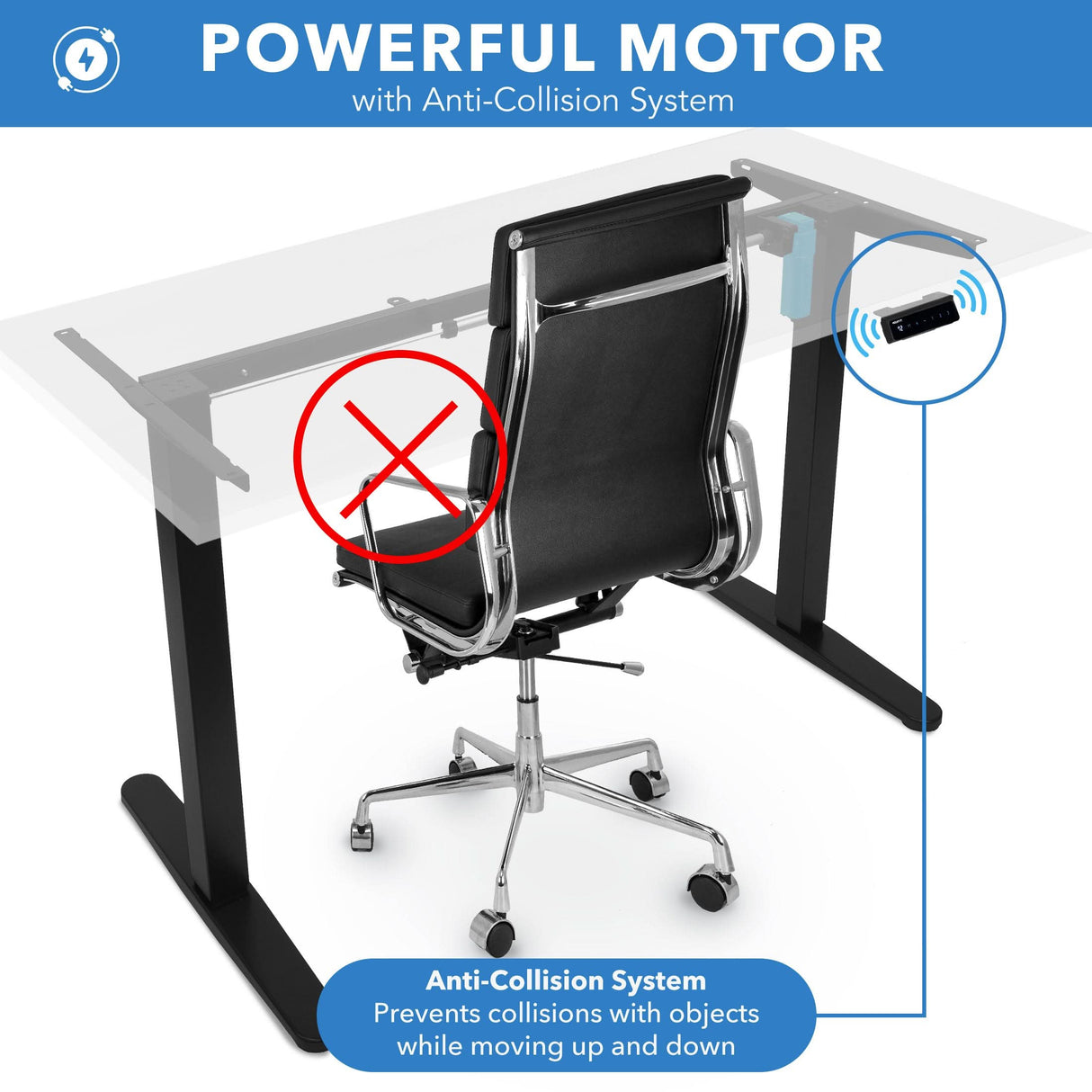 Electric Standing Desk with 55" Tabletop - Black Base