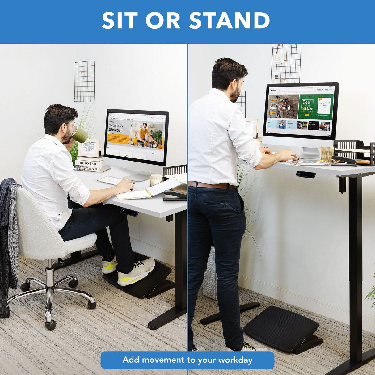 Electric Standing Desk with 55" Tabletop - Black Base