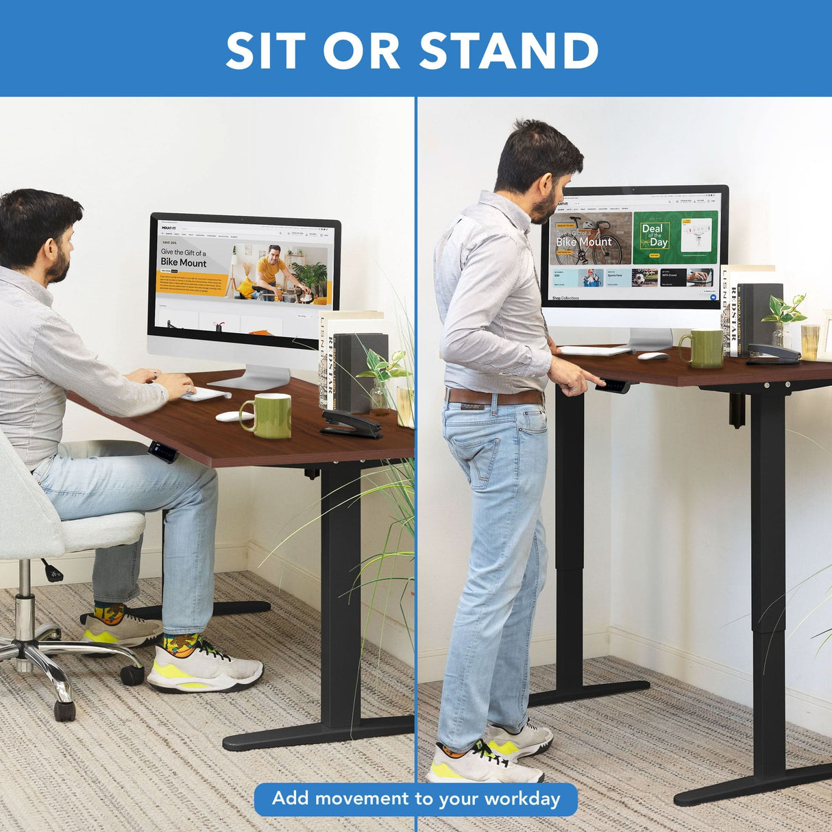 Electric Standing Desk with 55" Tabletop - Black Base