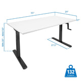 Hand Crank Standing Desk with 55" Tabletop - Black Base