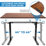 Hand Crank Standing Desk with 55" Tabletop - Black Base