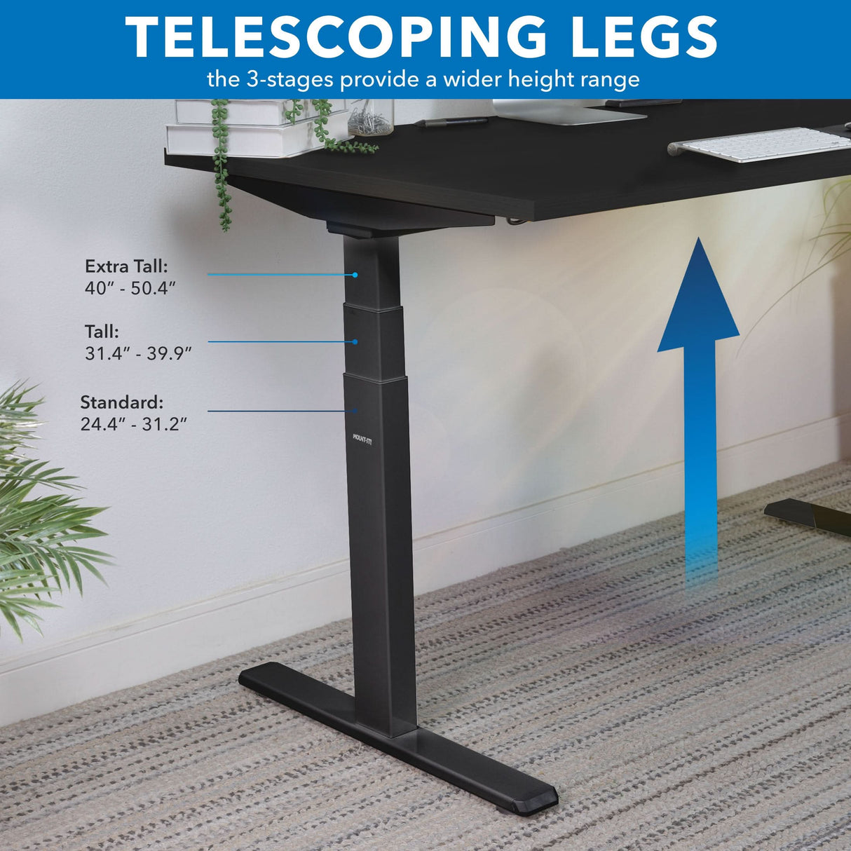 Ultimate Dual Motor Electric Standing Desk with 55" Tabletop - Black Base