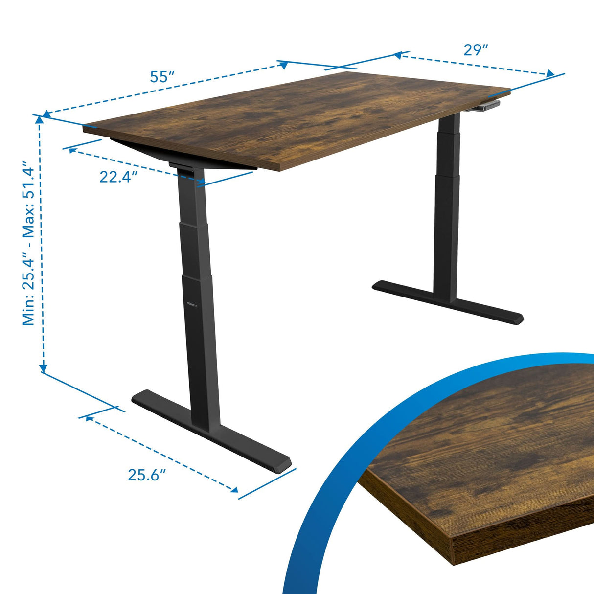 Ultimate Dual Motor Electric Standing Desk with 55" Tabletop - Black Base