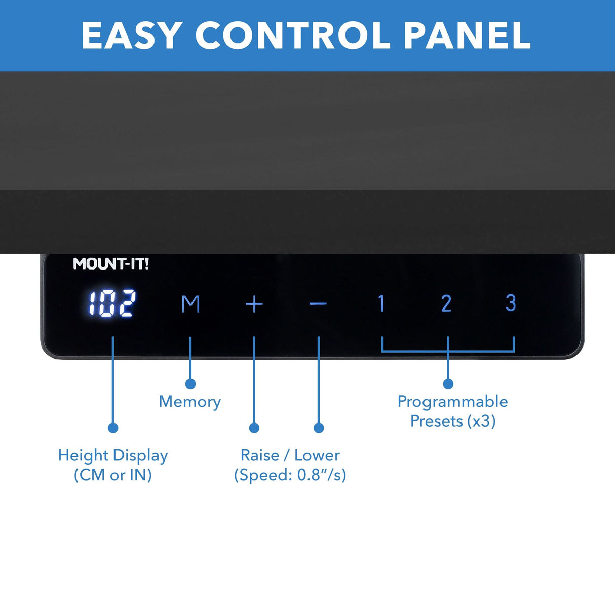 Electric Standing Desk with 55" Tabletop - Black Base