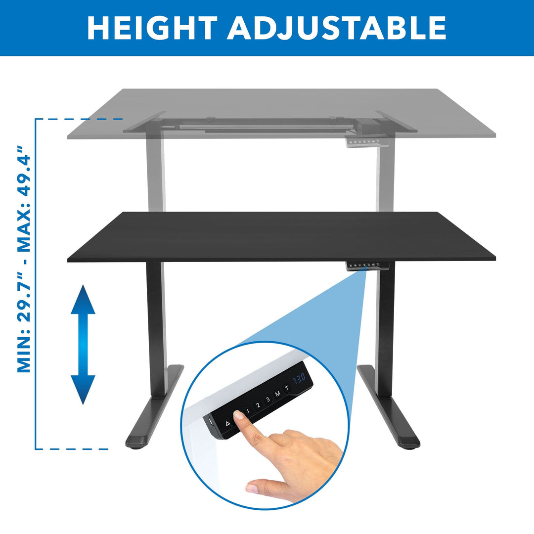 Electric Standing Desk with 55" Tabletop - Black Base