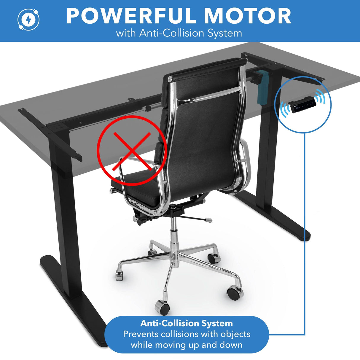 Electric Standing Desk with 55" Tabletop - Black Base