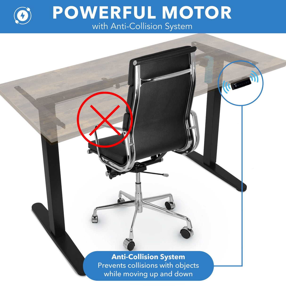 Electric Standing Desk with 55" Tabletop - Black Base