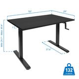 Hand Crank Standing Desk with 55" Tabletop - Black Base