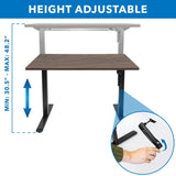 Hand Crank Standing Desk with 55" Tabletop - Black Base