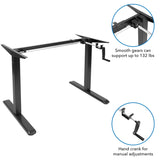 Hand Crank Standing Desk with 55" Tabletop - Black Base