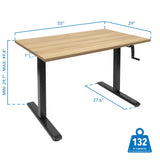 Hand Crank Standing Desk with 55" Tabletop - Black Base