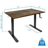 Hand Crank Standing Desk with 55" Tabletop - Black Base