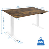 Dual Motor Electric Standing Desk with 55" Tabletop - White Base