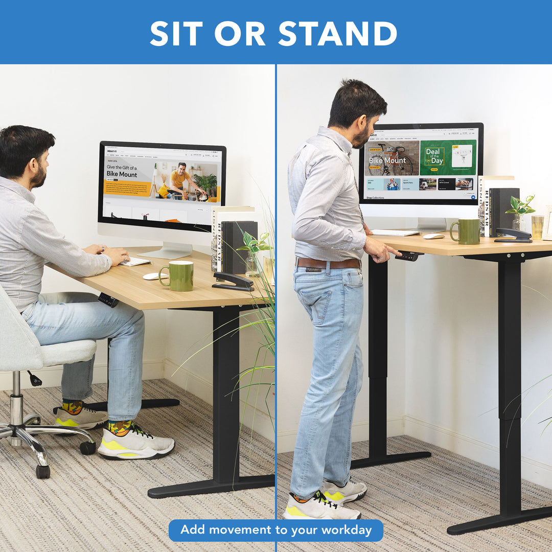 Dual Motor Electric Standing Desk with 55" Tabletop - Black Base
