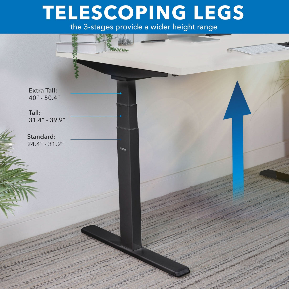 Ultimate Dual Motor Electric Standing Desk with 55" Tabletop - Black Base