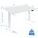 Dual Motor Electric Standing Desk with 55" Tabletop - White Base