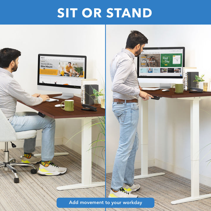 Dual Motor Electric Standing Desk with 55" Tabletop - White Base