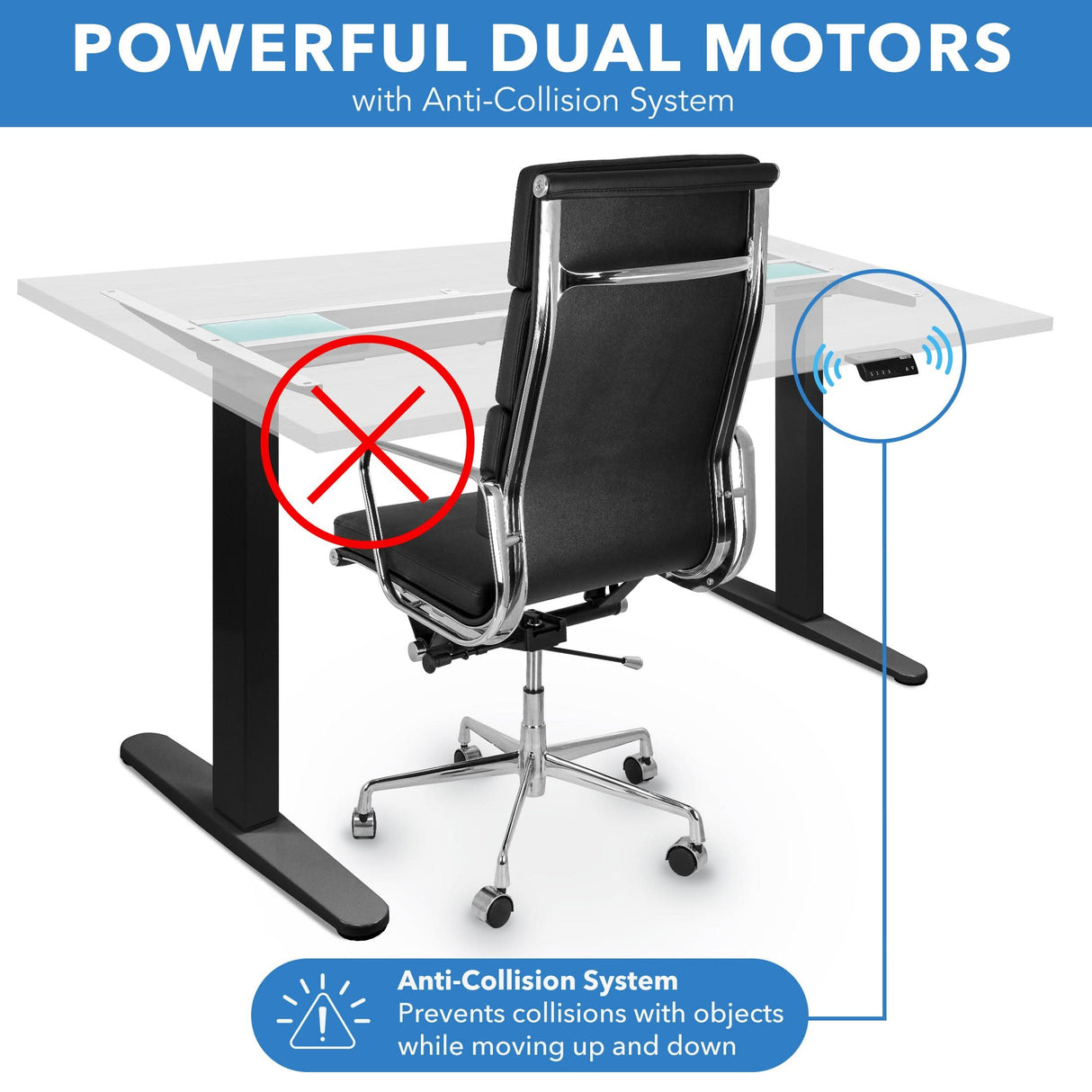 Dual Motor Electric Standing Desk with 55" Tabletop - Black Base