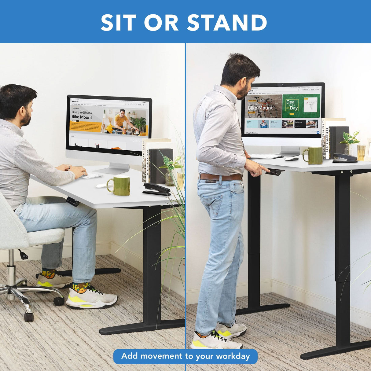 Dual Motor Electric Standing Desk with 55" Tabletop - Black Base