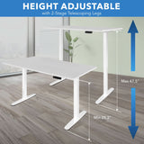 Electric Standing Desk with 48" Tabletop - White Base