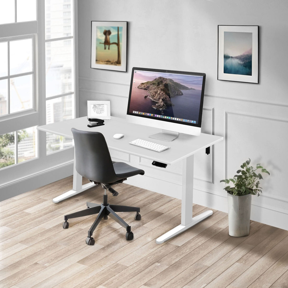 Electric Standing Desk with 48" Tabletop - White Base