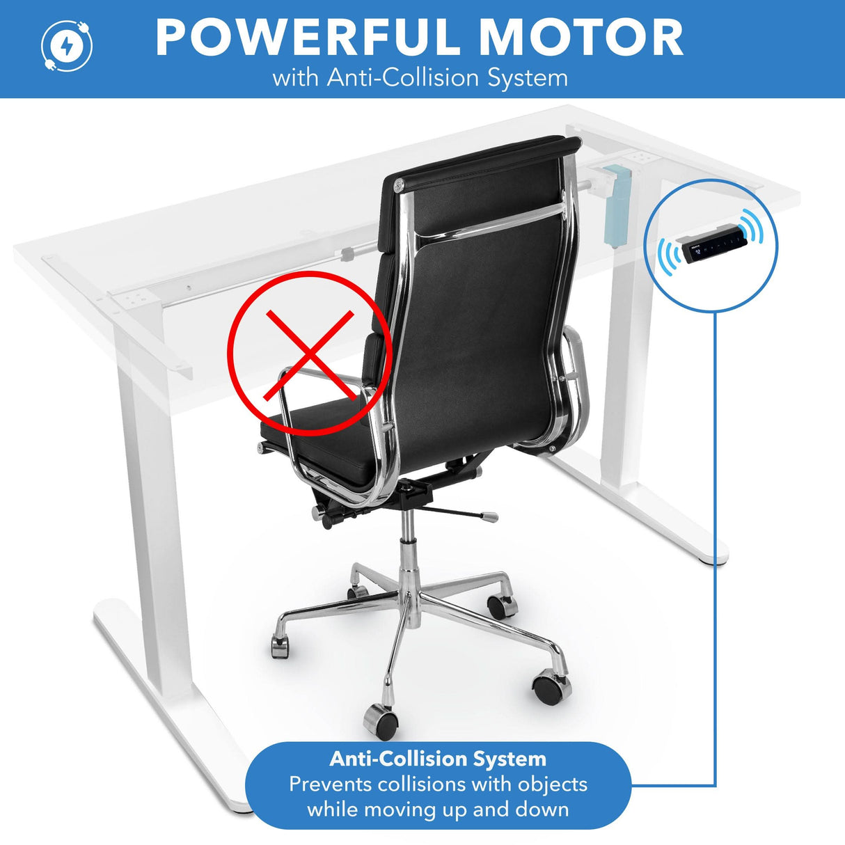 Electric Standing Desk with 48" Tabletop - White Base