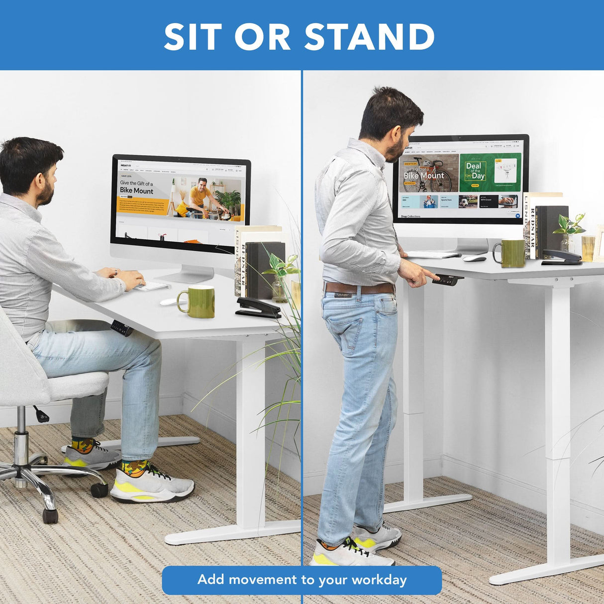 Dual Motor Electric Standing Desk with 48" Tabletop - White Base