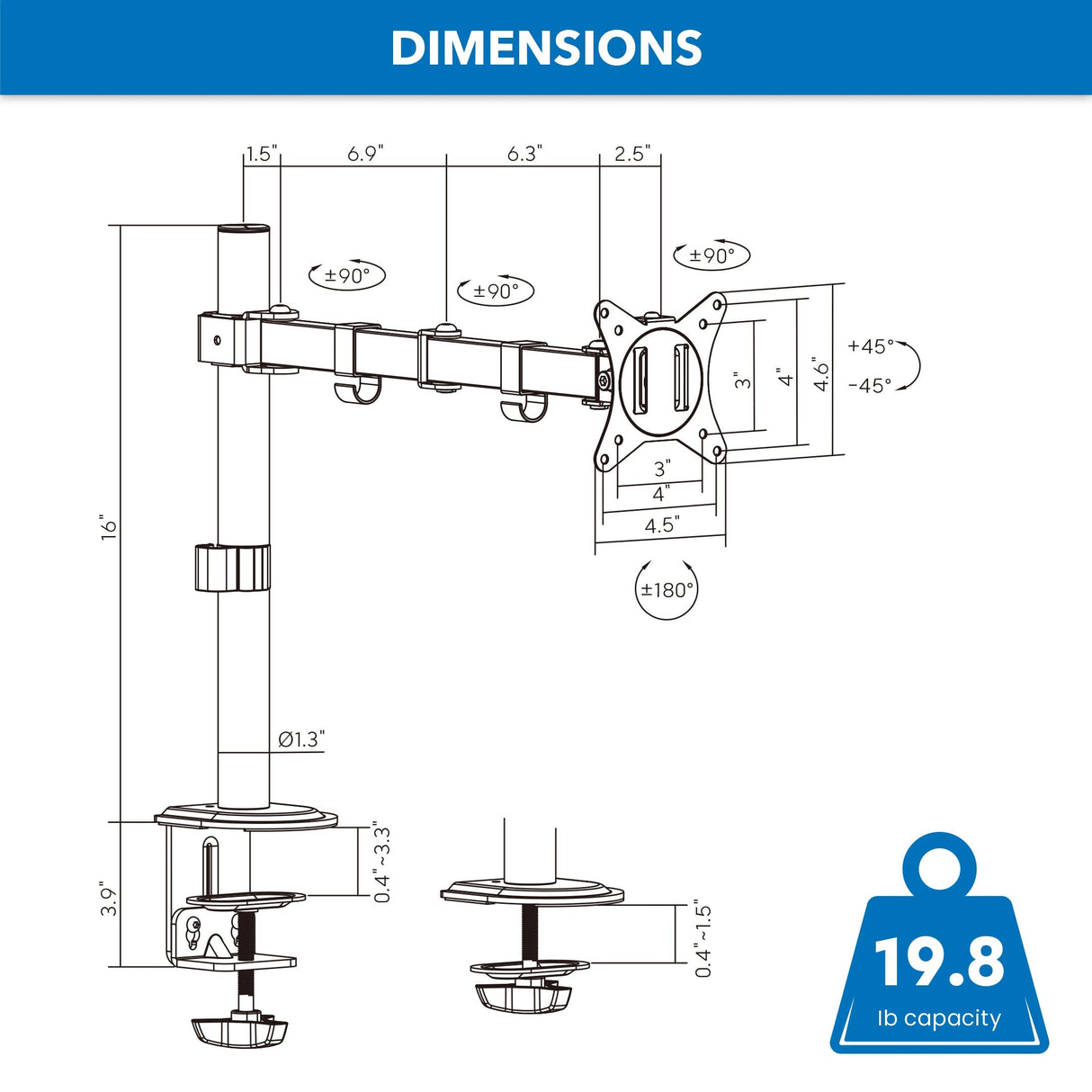 Full Motion Monitor Mount