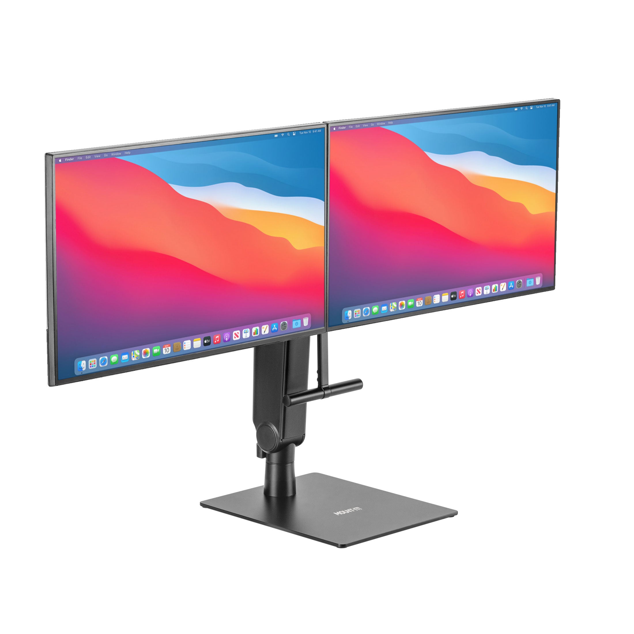 Freestanding Dual Monitor Arm With Height Adjustment