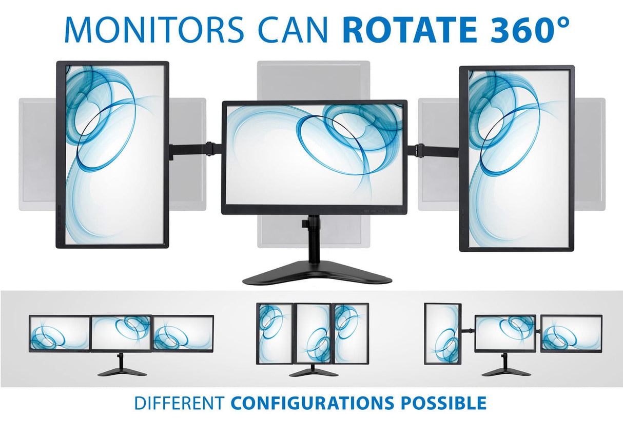 Triple Monitor Stand | 19" to 27" Screen Sizes