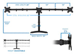 Triple Monitor Stand | 19" to 27" Screen Sizes