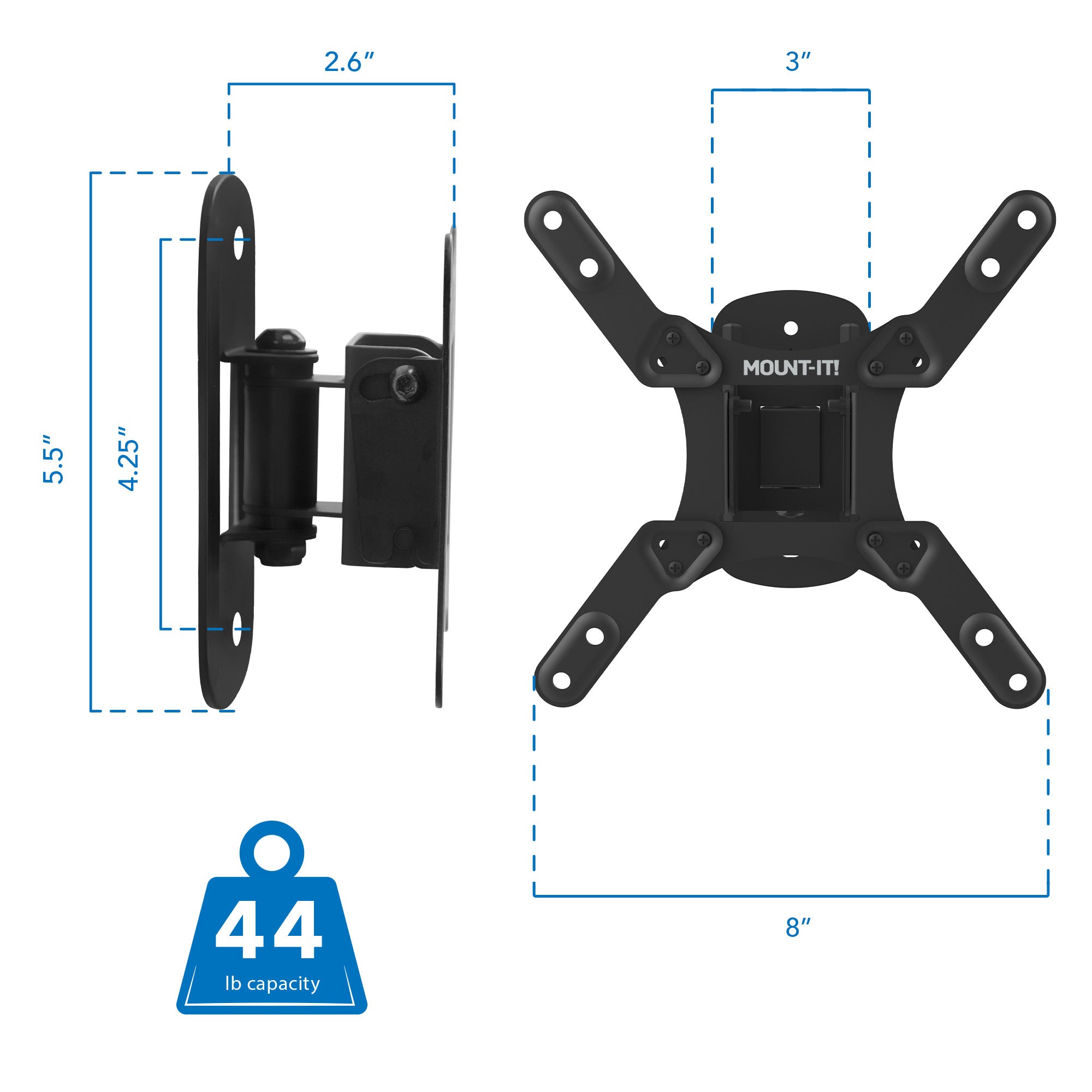 Compact Full Motion TV Wall Mount - for TVs up to 50"