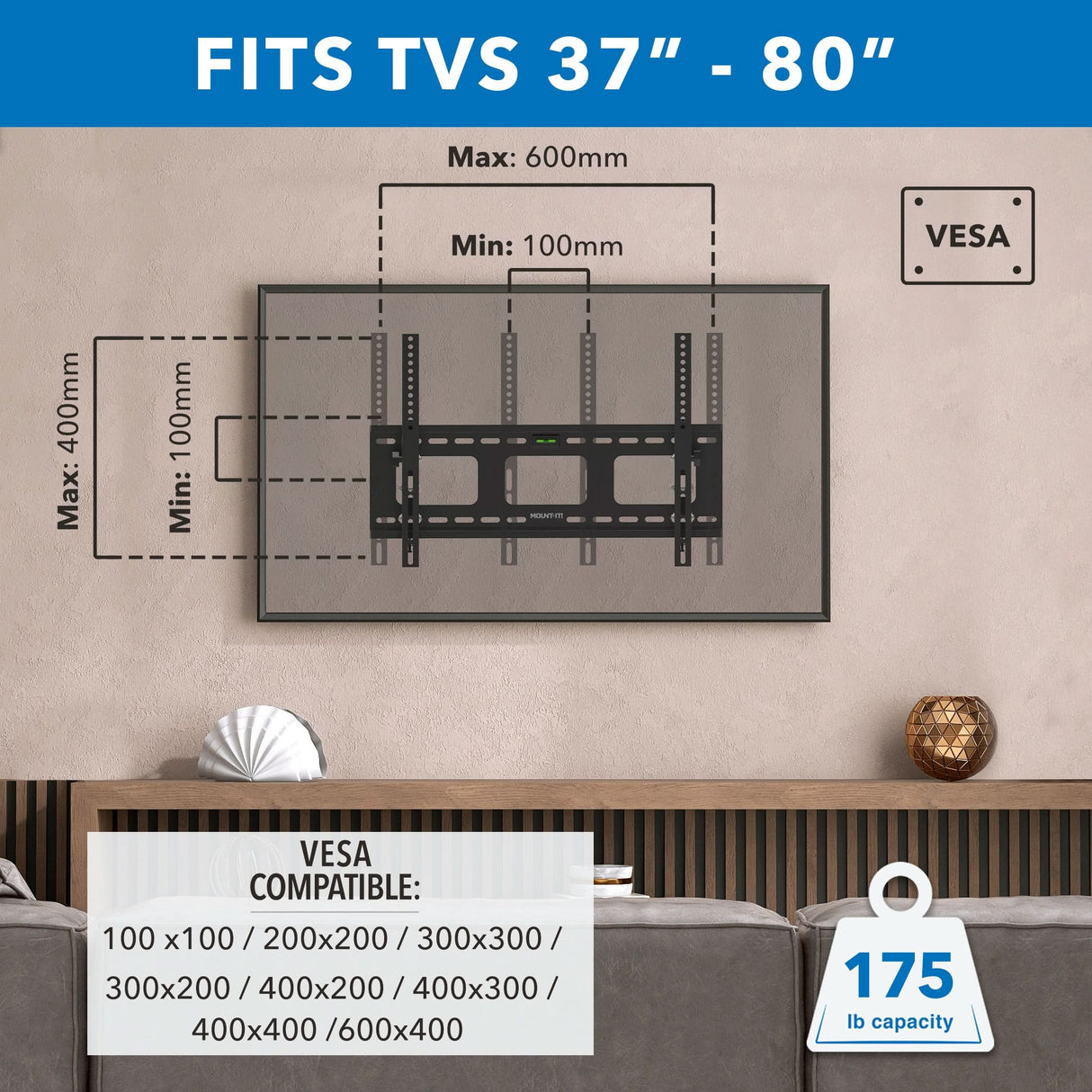 Heavy-Duty Tilt TV Wall Mount