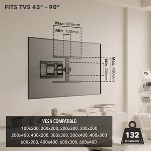 ADA Compliant Full Motion TV Wall Mount with Ultra-Slim Profile