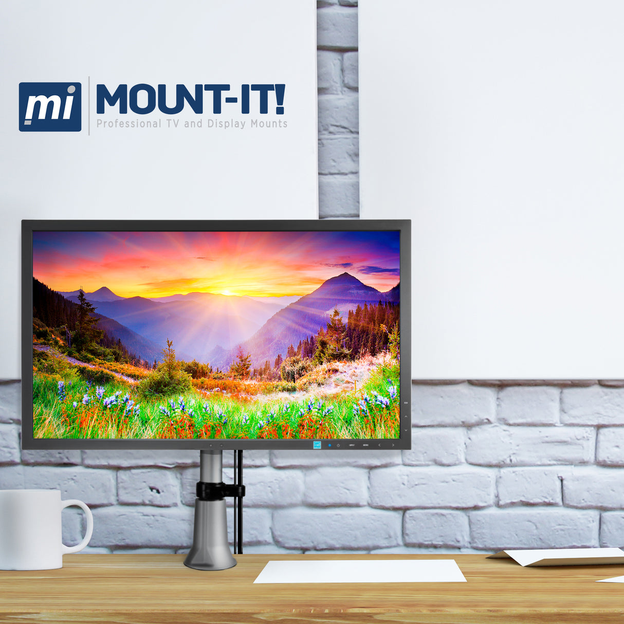 Height Adjustable & Articulating Single Monitor Desk Mount