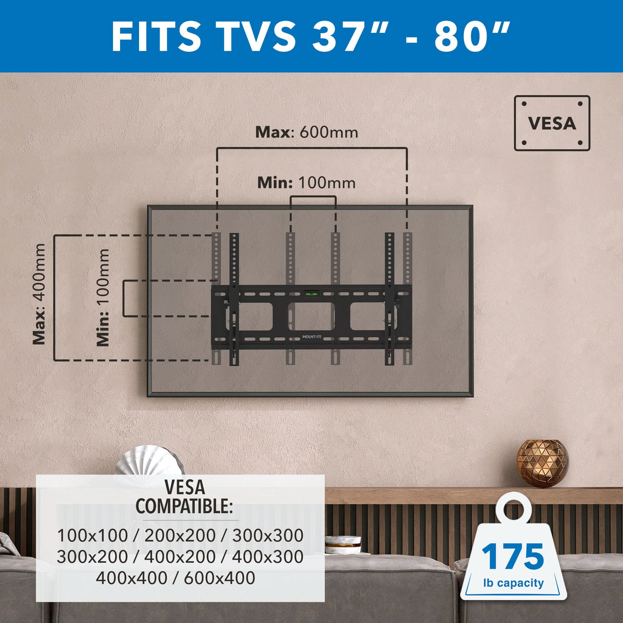 Heavy-Duty Tilt TV Wall Mount with Low Profile