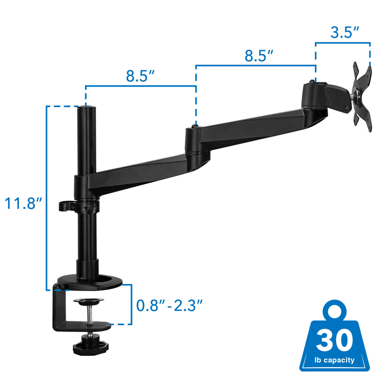 CLiX Series Full Motion Single Monitor Desk Mount