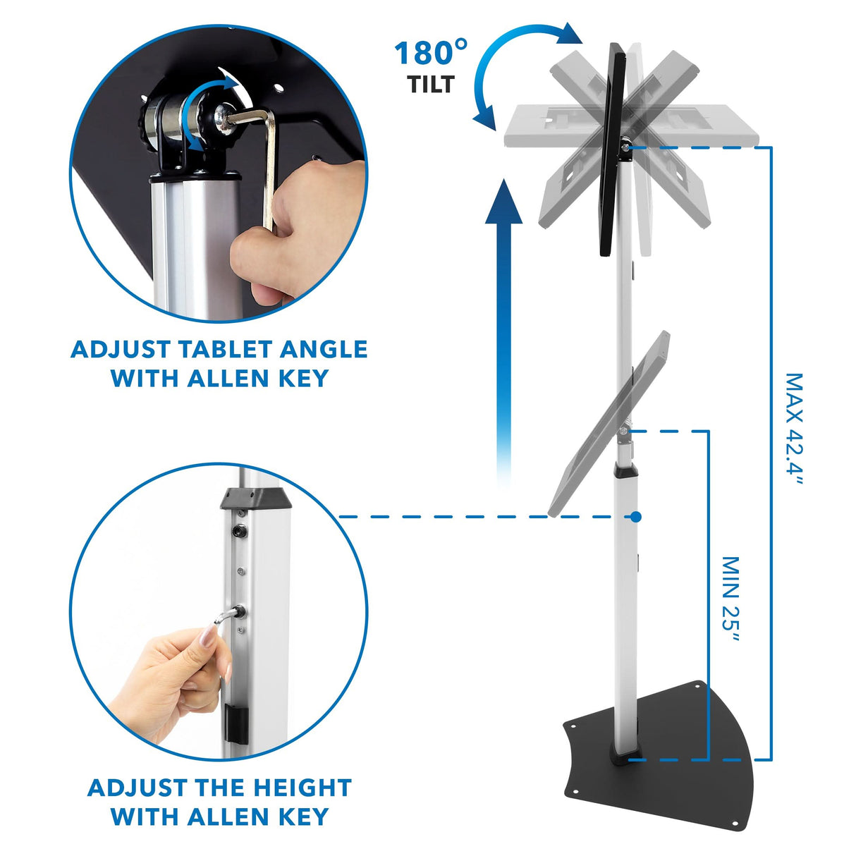 Anti-Theft Tablet Floor Stand with Height Adjustment