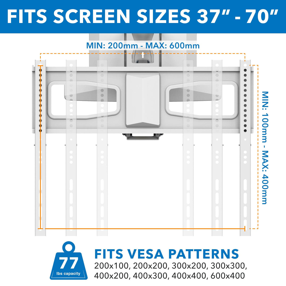 Motorized Fireplace TV Wall Mount | Fits 40-70 Inch TV Screen