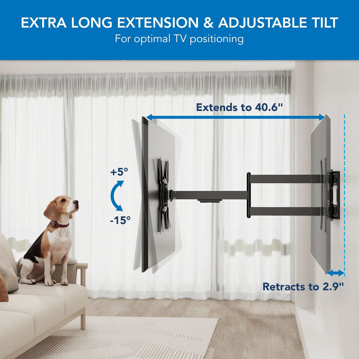 Full Motion TV Wall Mount with Extra Long Extension