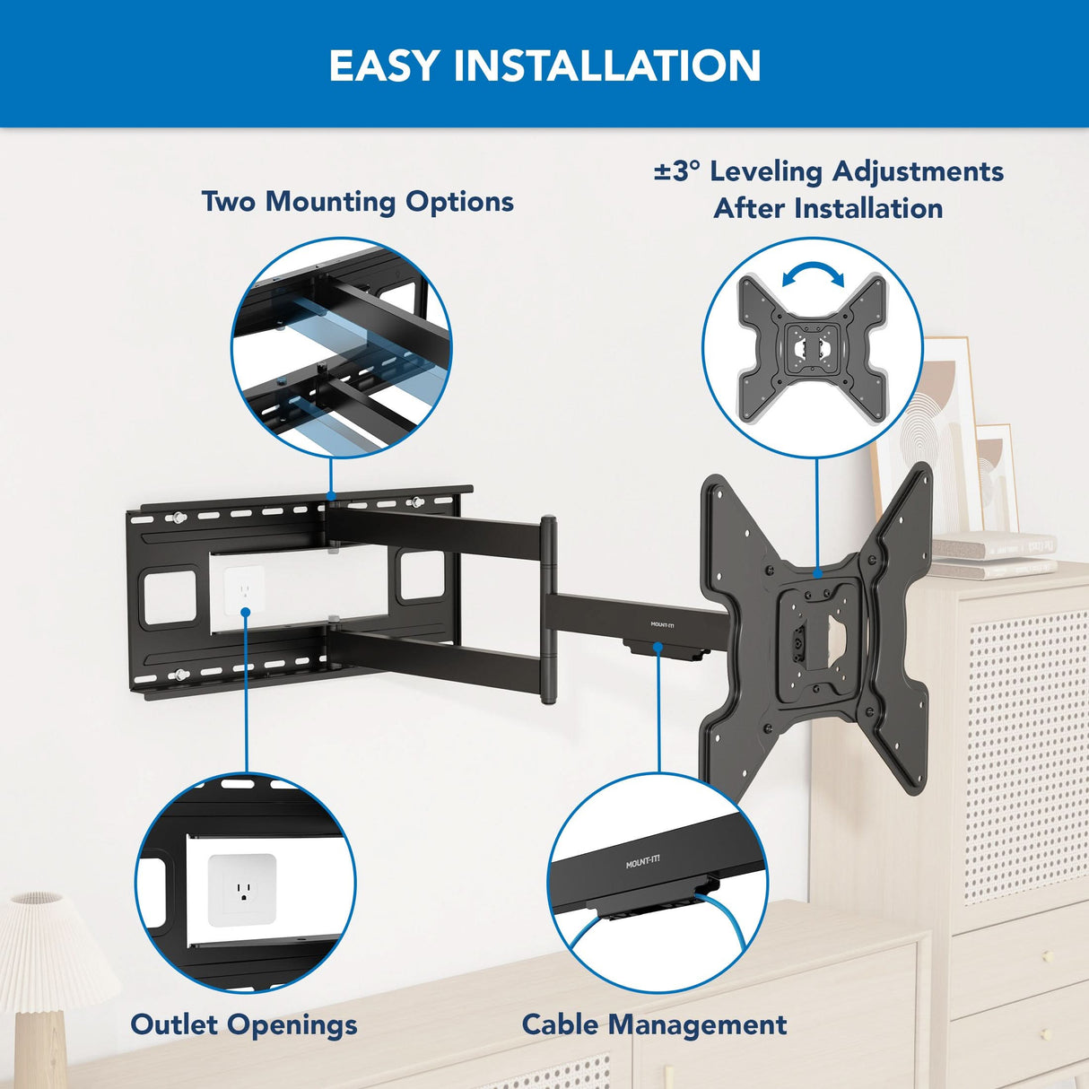 Full Motion TV Wall Mount with Extra Long Extension