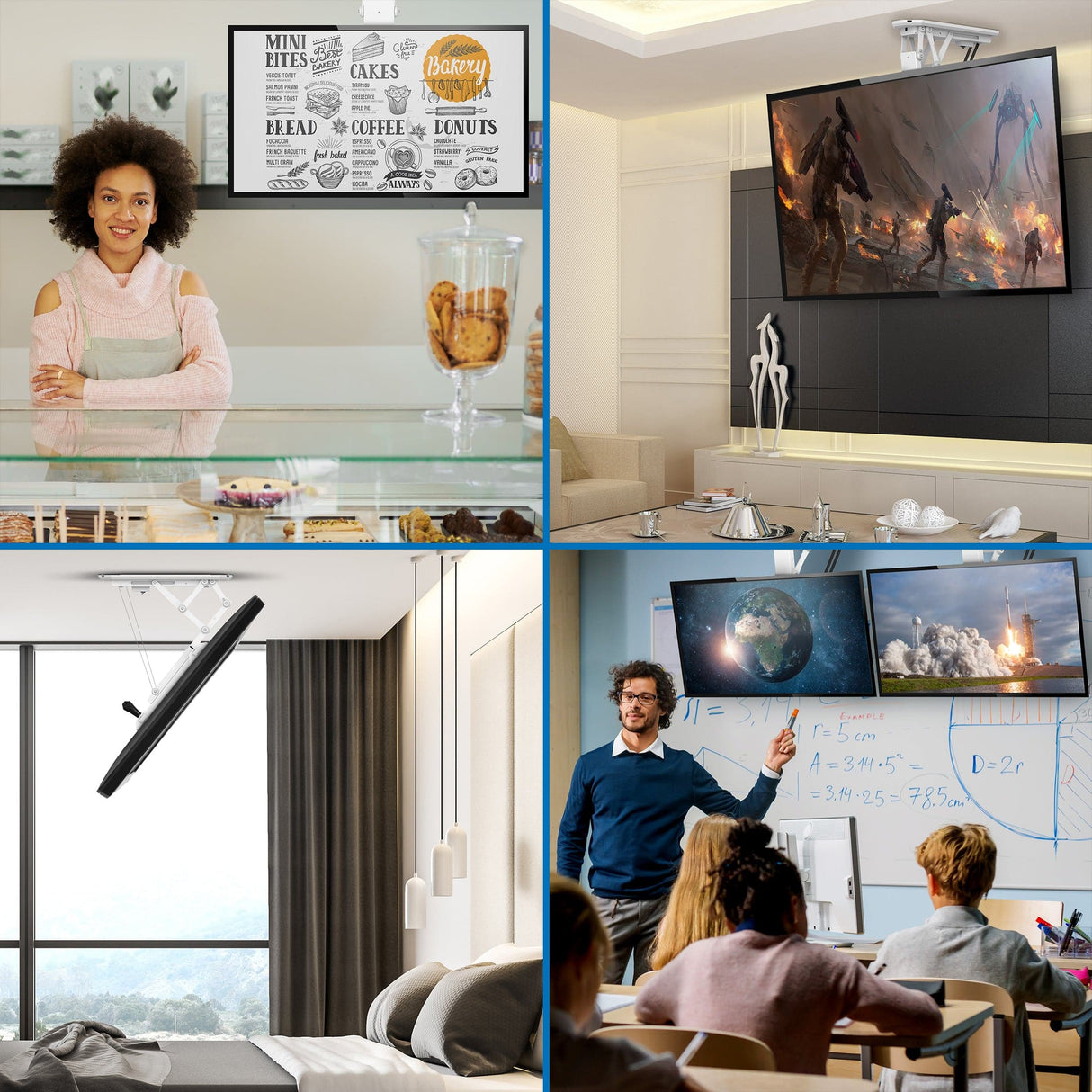 Motorized Ceiling TV Mount with Remote and App Controller