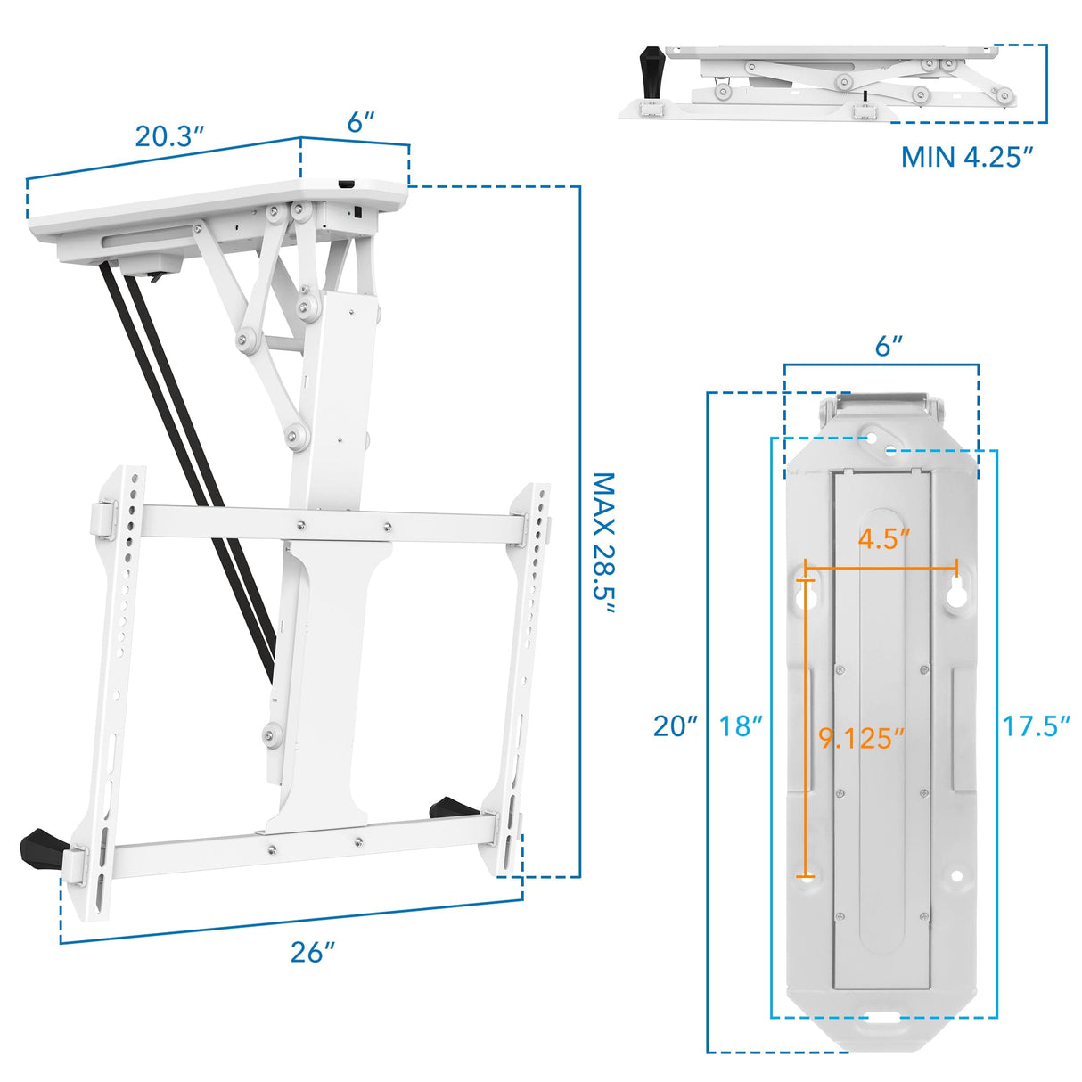 Motorized Ceiling TV Mount with Remote and App Controller