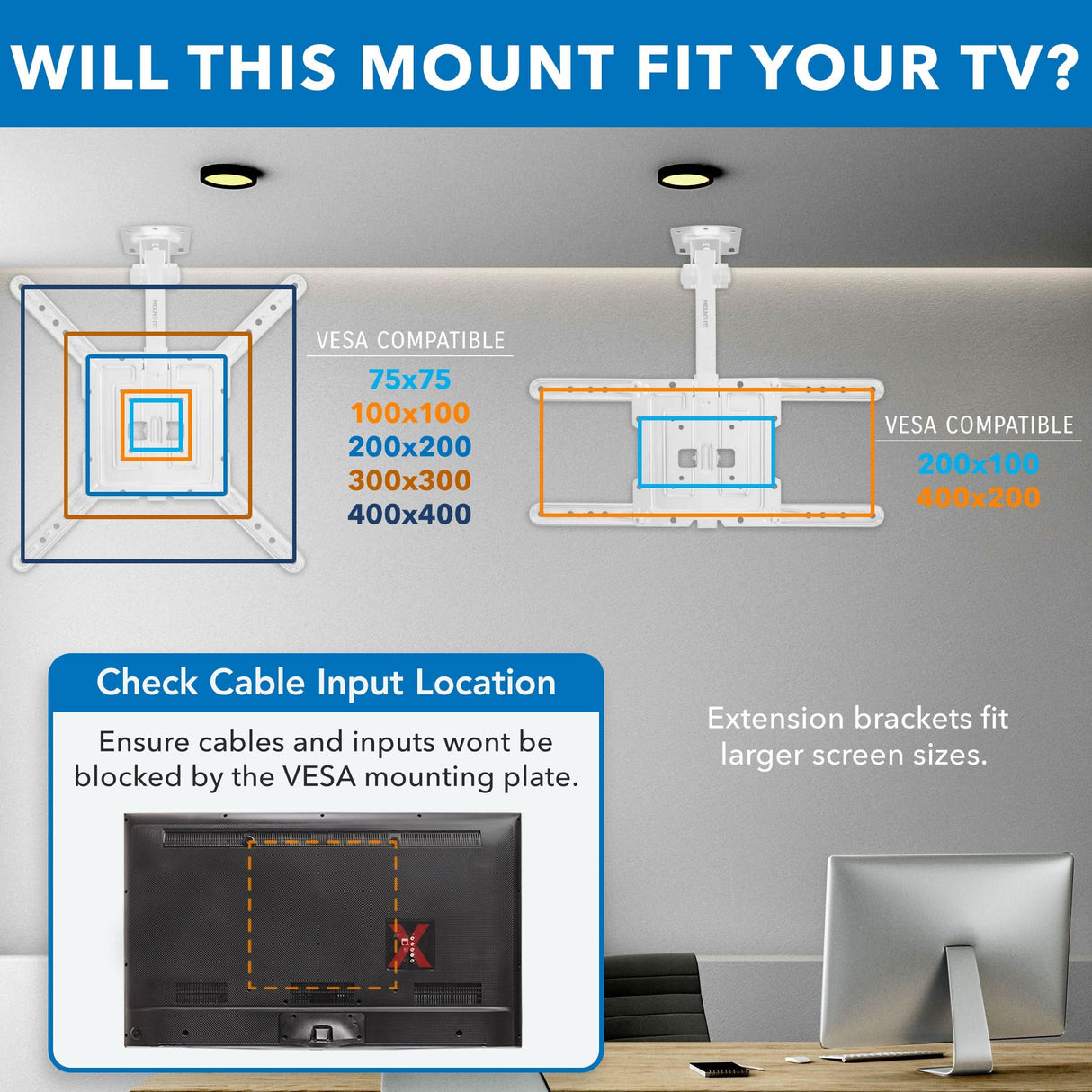 Flip-Down Ceiling TV Mount