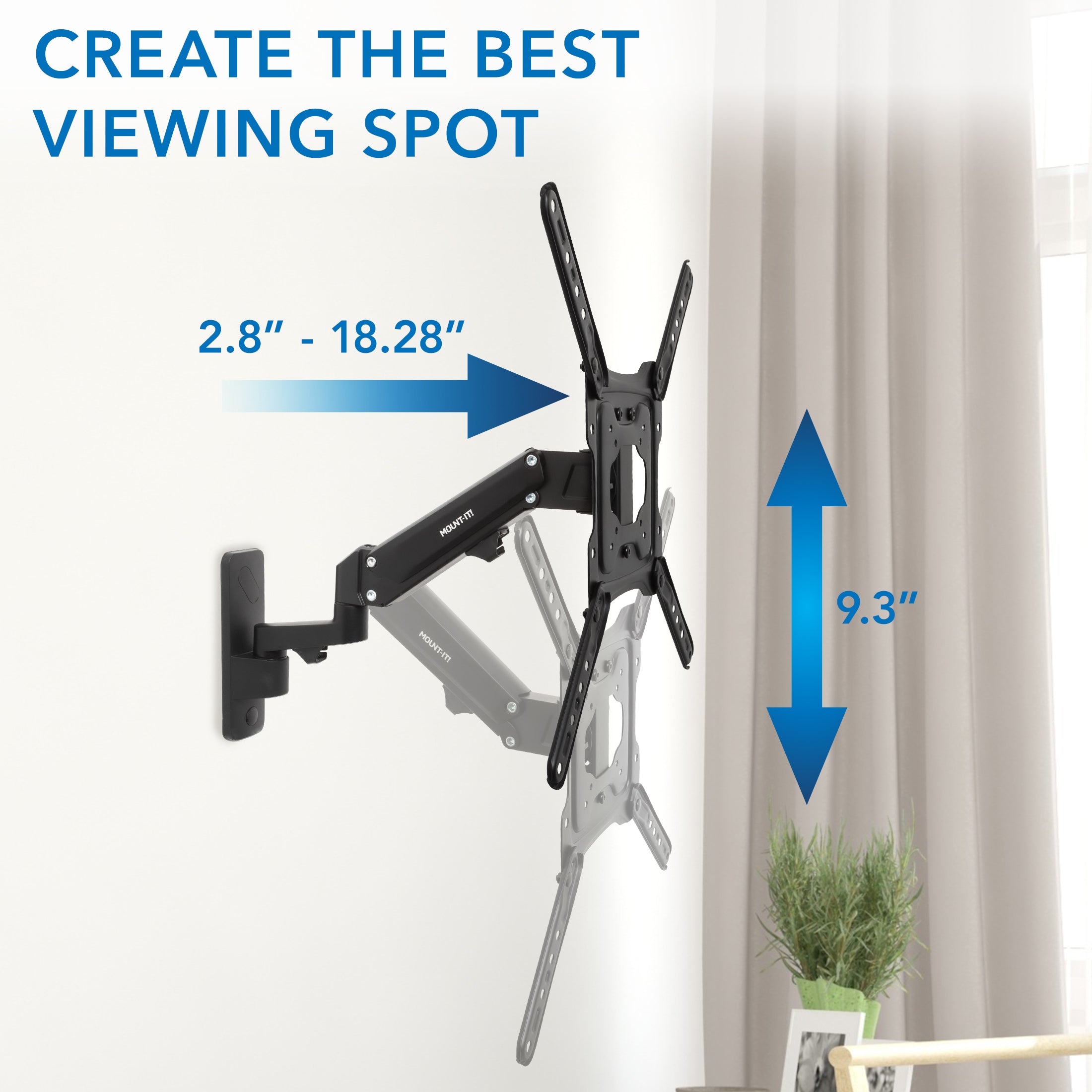 Full Motion TV Wall Mount with Gas Spring Arm