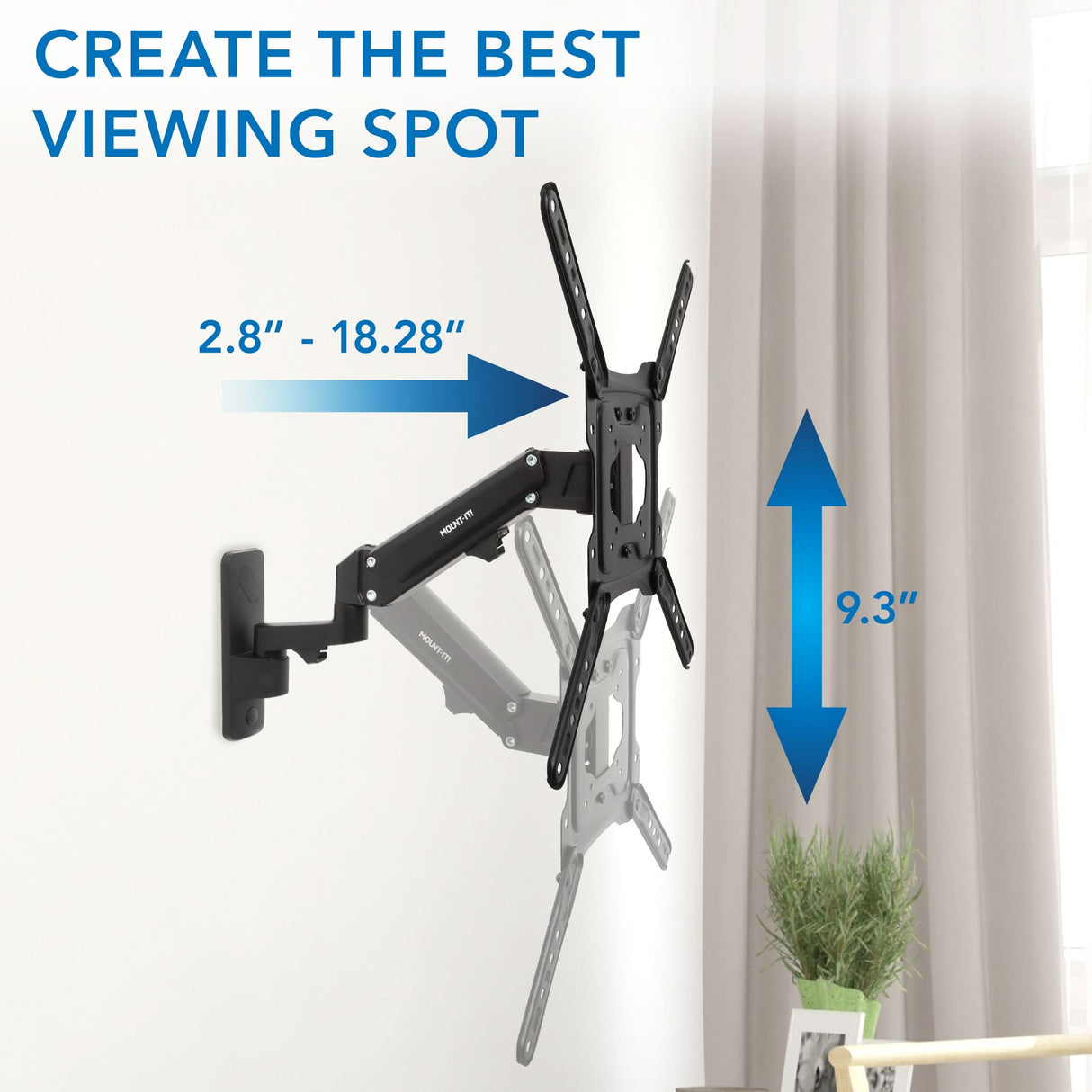 Full Motion TV Wall Mount with Gas Spring Arm