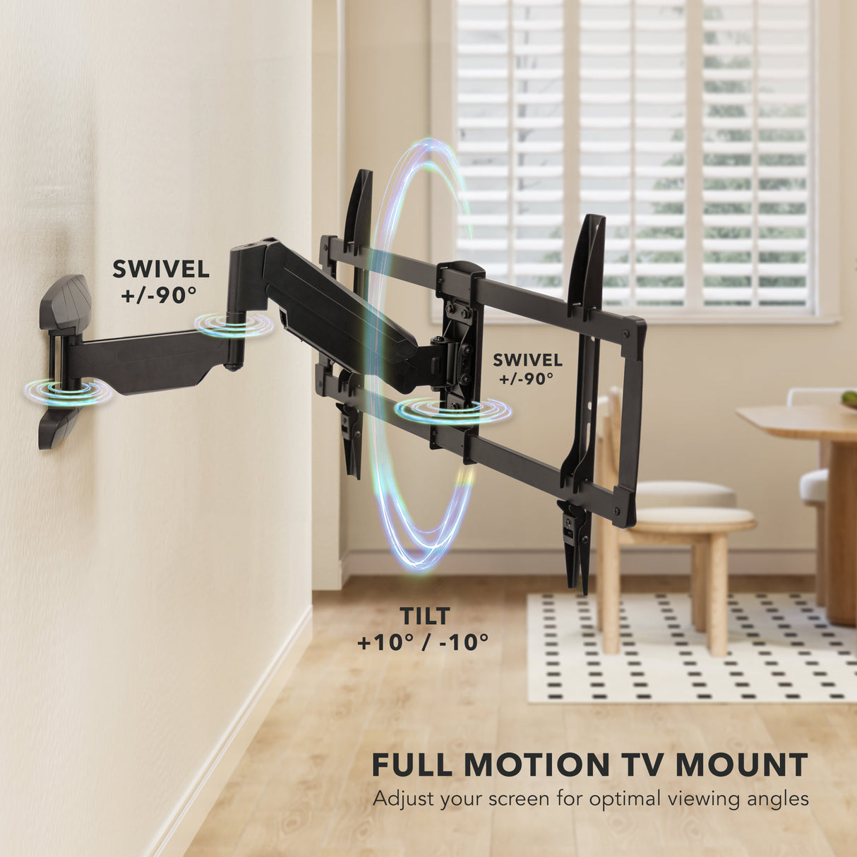 Full Motion TV Wall Mount with Gas Spring Arm