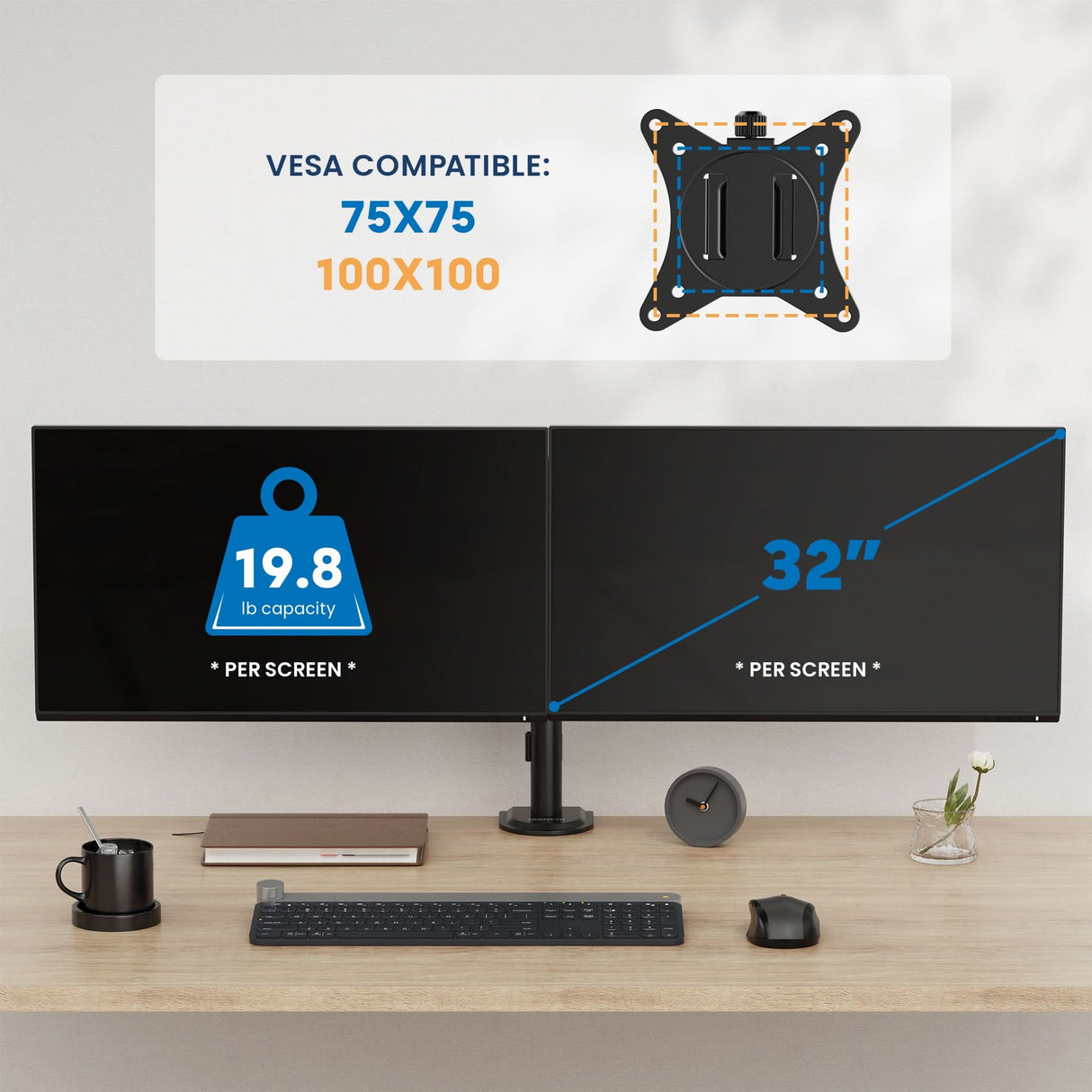 Full Motion Dual Monitor Desk Mount