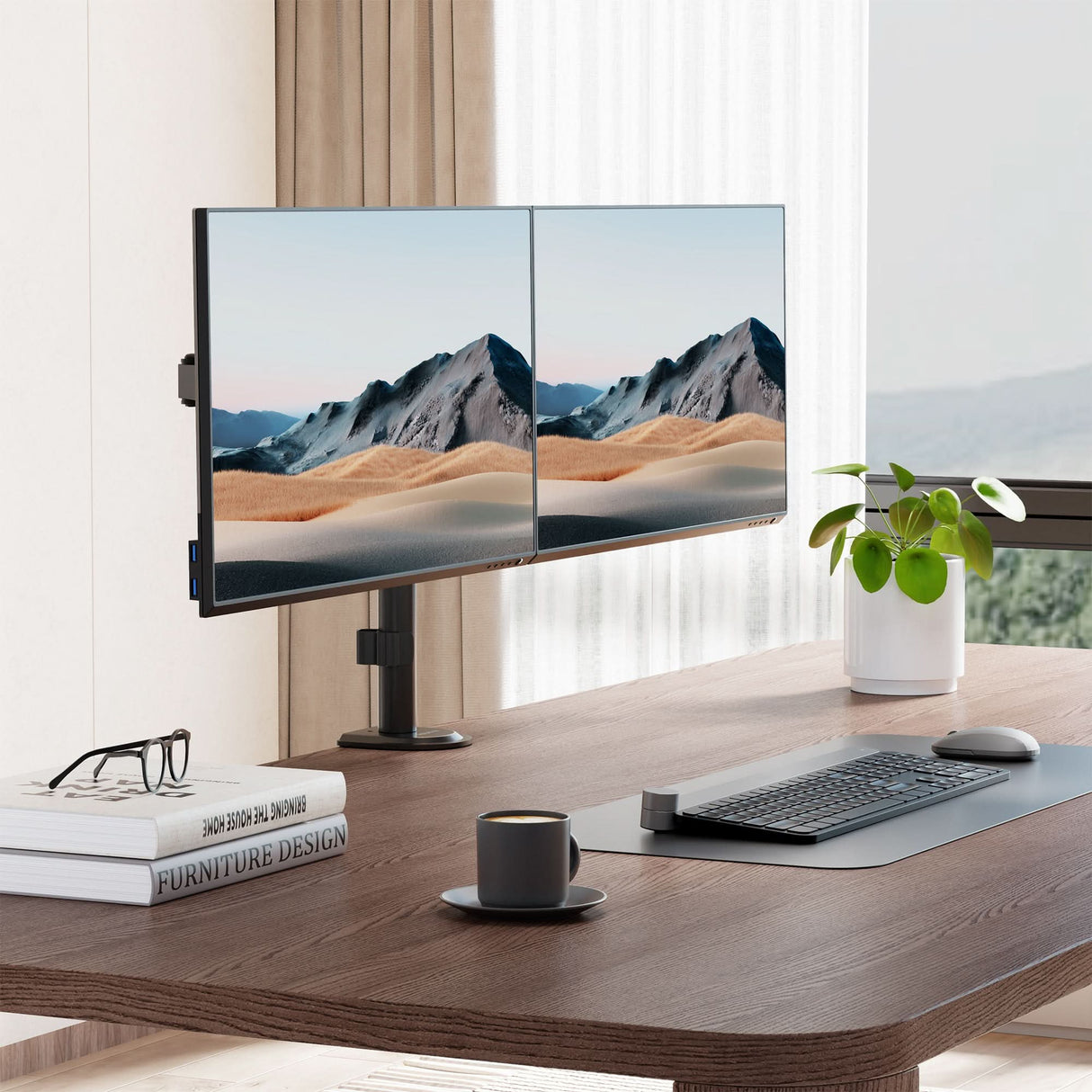 Full Motion Dual Monitor Desk Mount